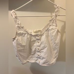 Madewell cropped white scalloped top